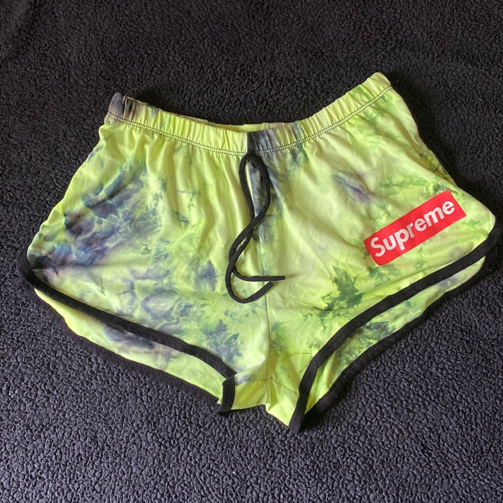 Yellow tie dye shorts